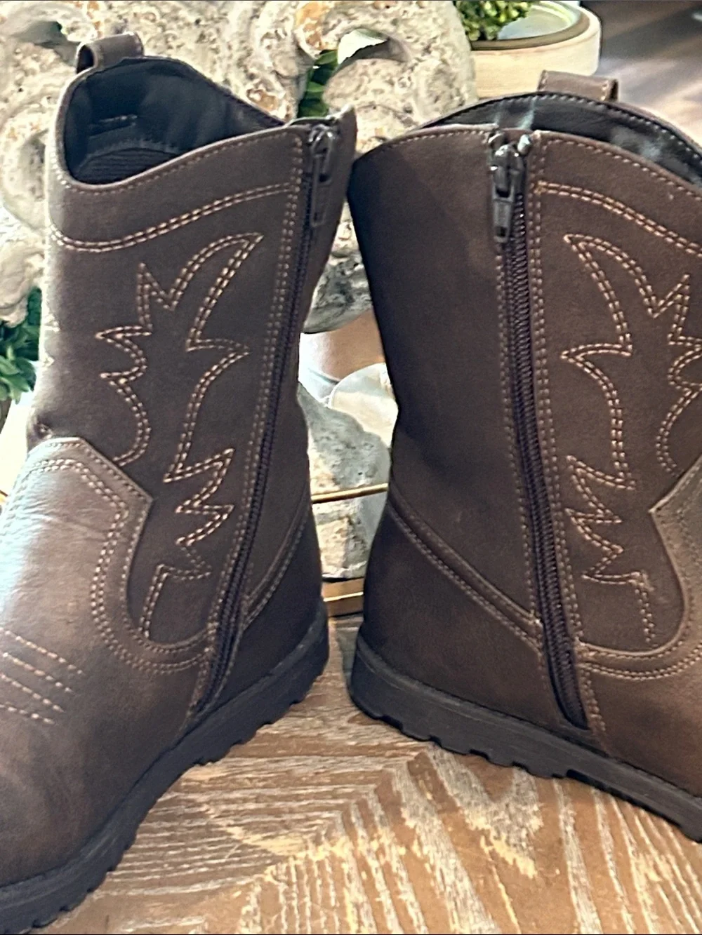 Gymboree Kids Brown Western Zip Cowboy Boots size 3